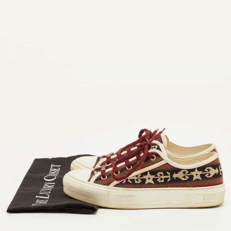 Pre Owned Dior Walk'n'Dior Size 38 Multicolor Embroidered Canvas Low Top Sneakers