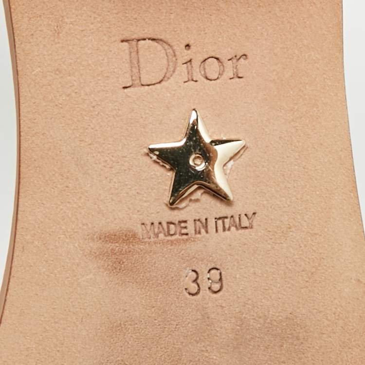 Pre Owned Dior Dway Size 39 Brown/Black Embroidered Canvas Slide Sandals