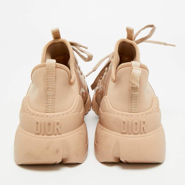 Pre Owned Dior D-Connect Size 39 Beige Neoprene and PVC Low Top Sneakers