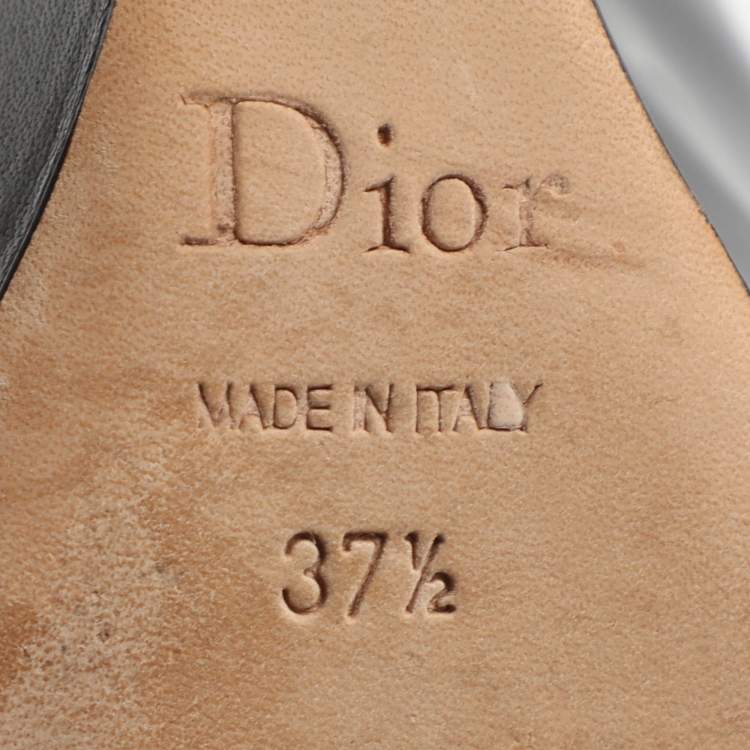 Pre Owned Dior Size 37.5 Black Patent Leather Wedge Slingback Sandals