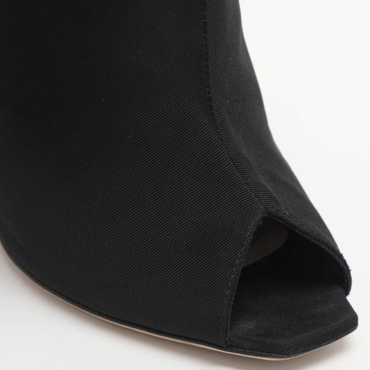 Pre Owned Dior Brooklyn Size 37 Black Nylon Ankle Wrap Peep Toe Ankle Boots