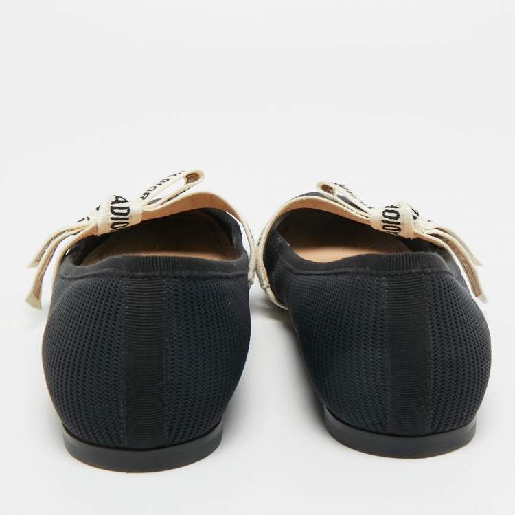 Pre Owned Dior J'Adior Size 38.5 Black Mesh Ballet Flats