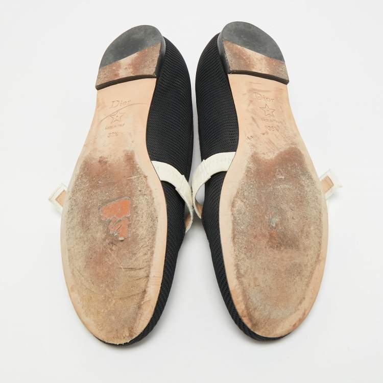 Pre Owned Dior J'Adior Size 38.5 Black Mesh Ballet Flats