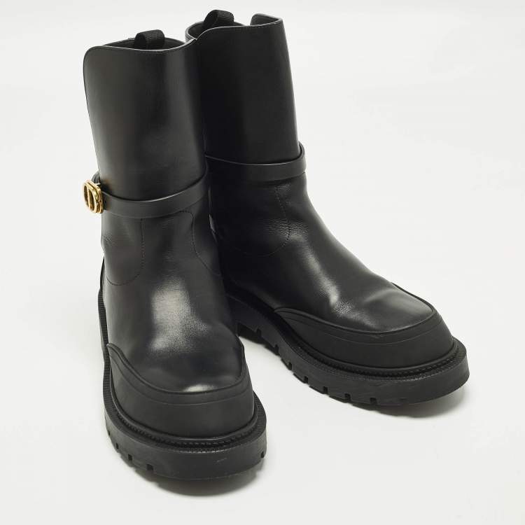 Pre Owned Dior Empreinte Size 40 Black Leather Ankle Boots
