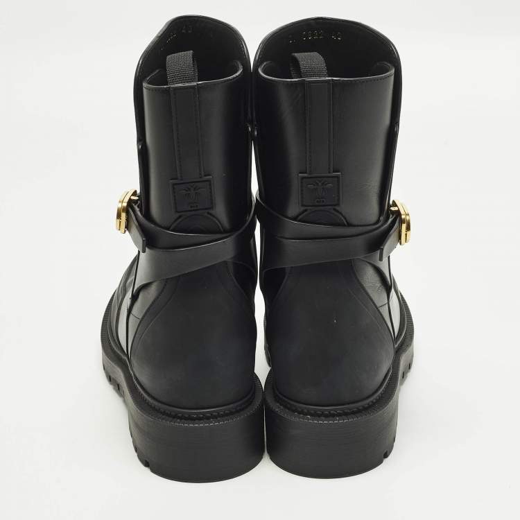 Pre Owned Dior Empreinte Size 40 Black Leather Ankle Boots