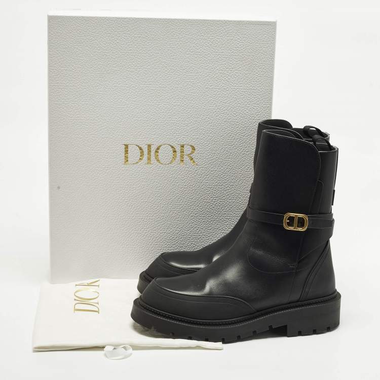 Pre Owned Dior Empreinte Size 40 Black Leather Ankle Boots