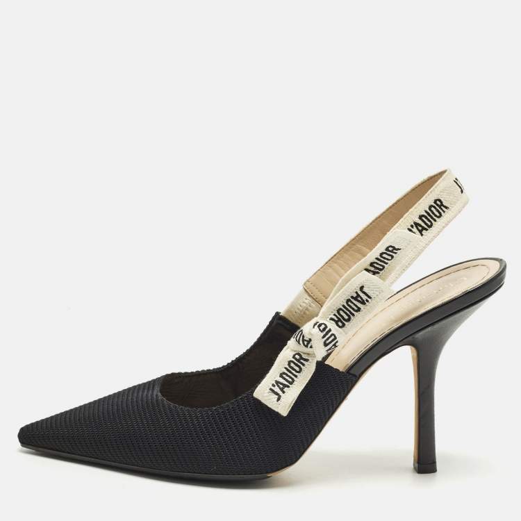 Pre Owned Dior J'Adior Size 42 Black/Cream Canvas Slingback Pumps