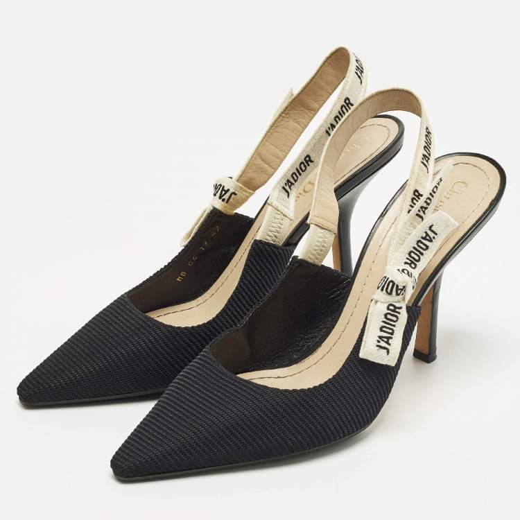 Pre Owned Dior J'Adior Size 42 Black/Cream Canvas Slingback Pumps