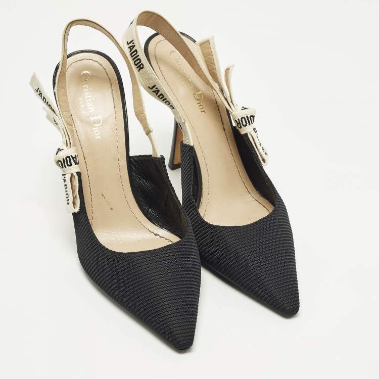 Pre Owned Dior J'Adior Size 42 Black/Cream Canvas Slingback Pumps