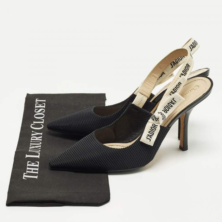 Pre Owned Dior J'Adior Size 42 Black/Cream Canvas Slingback Pumps