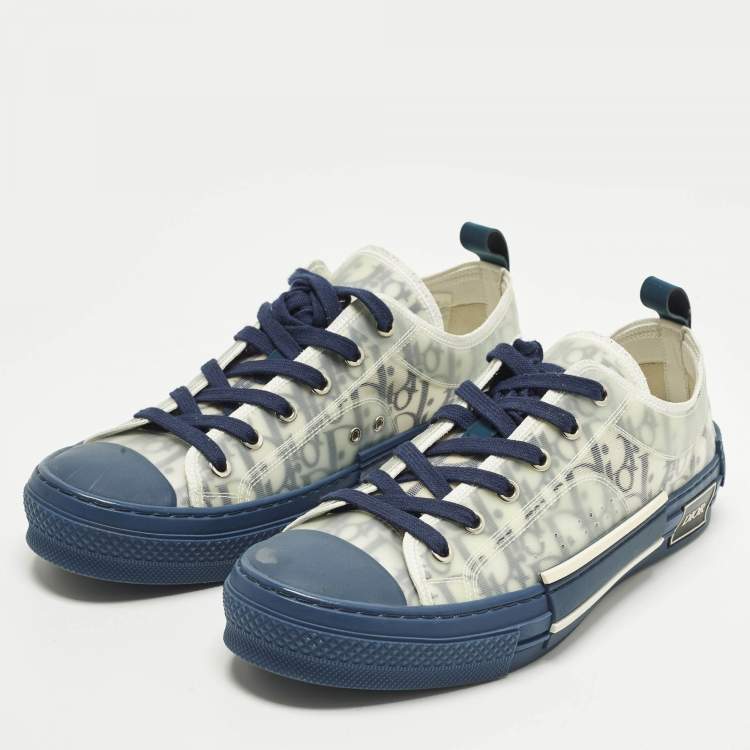 Pre Owned Dior Size 41 White/Grey Oblique Mesh and Rubber B23 Low Top Sneakers 