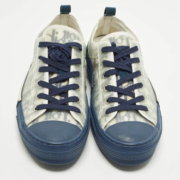 Pre Owned Dior Size 41 White/Grey Oblique Mesh and Rubber B23 Low Top Sneakers 