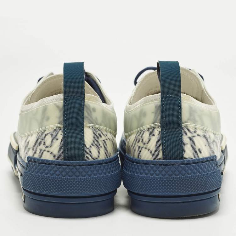 Pre Owned Dior Size 41 White/Grey Oblique Mesh and Rubber B23 Low Top Sneakers 