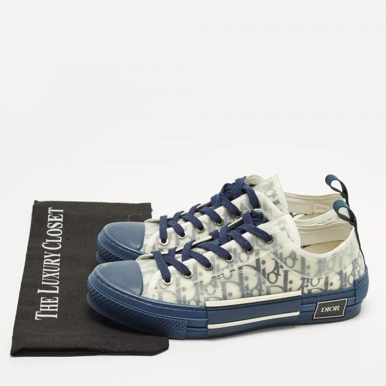 Pre Owned Dior Size 41 White/Grey Oblique Mesh and Rubber B23 Low Top Sneakers 
