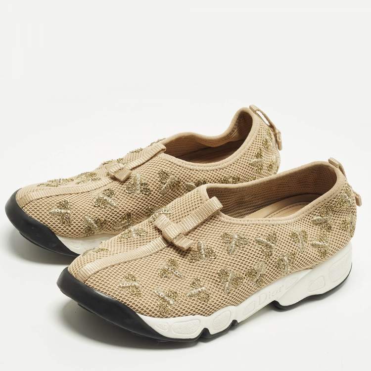 Pre Owned Dior Fusion Size 37.5 Beige Mesh Sneakers