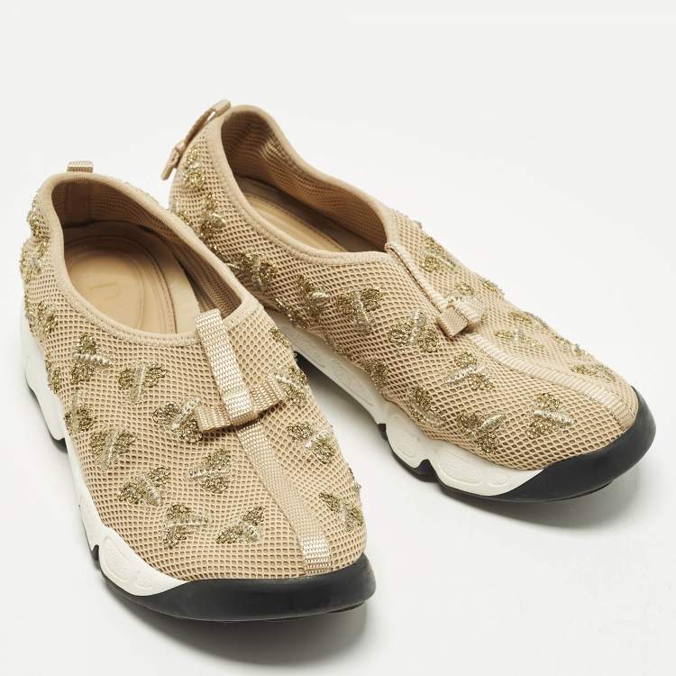 Pre Owned Dior Fusion Size 37.5 Beige Mesh Sneakers