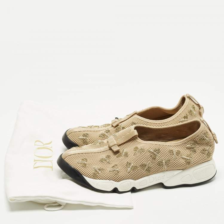 Pre Owned Dior Fusion Size 37.5 Beige Mesh Sneakers
