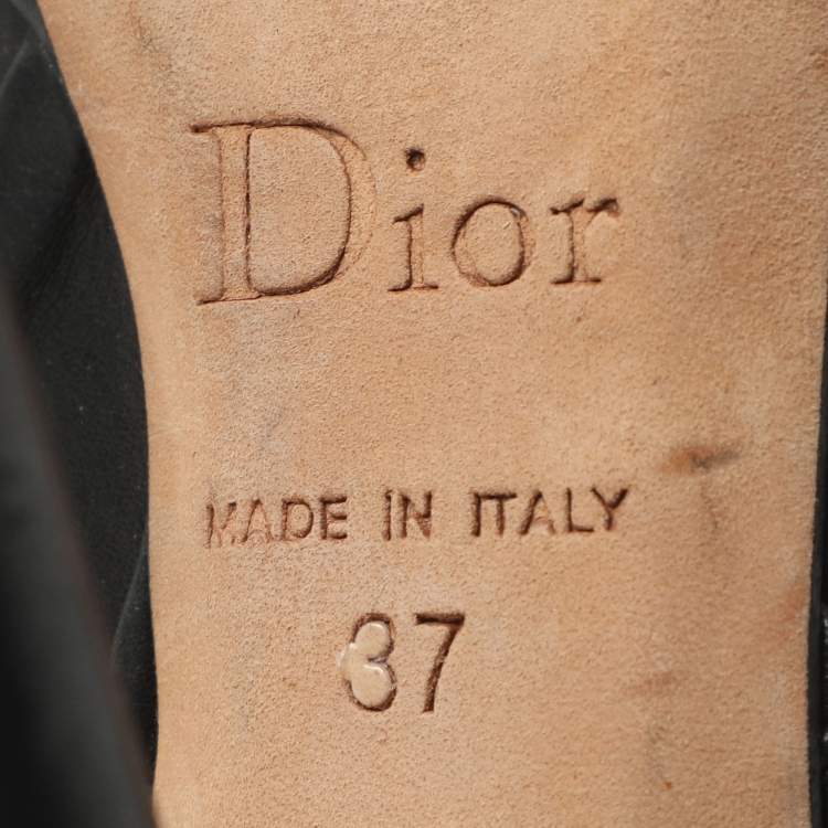 Pre Owned Dior Size 37 Black Leather Slingback Sandals