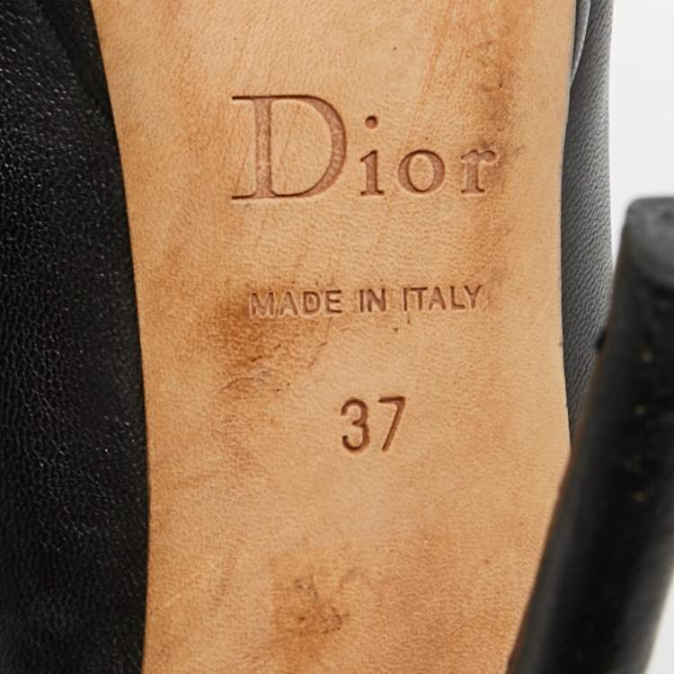 Pre Owned Dior Size 37 Black Leather Peep Toe Platform Pumps 