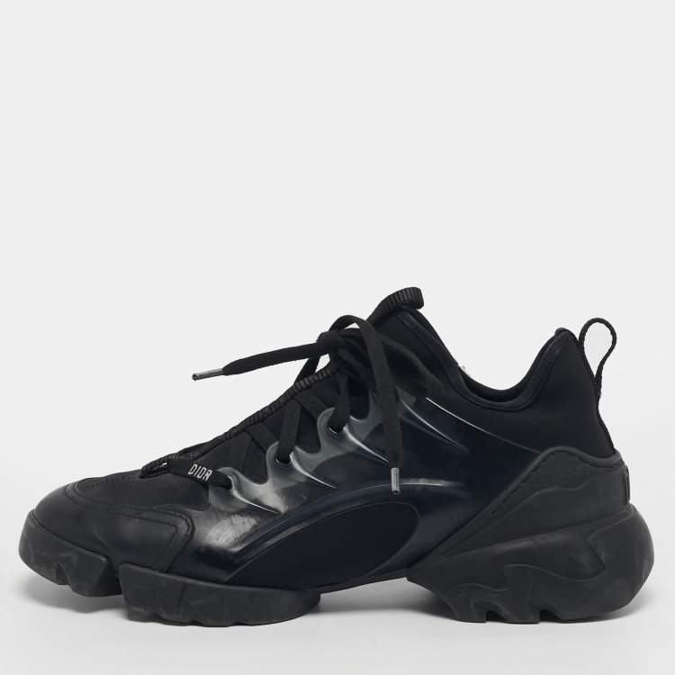 Pre Owned Dior D-Connect Size 39 Black Neoprene and PVC Low Top Sneakers