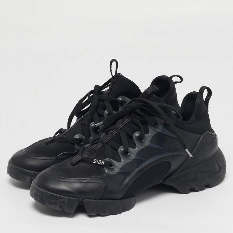 Pre Owned Dior D-Connect Size 39 Black Neoprene and PVC Low Top Sneakers