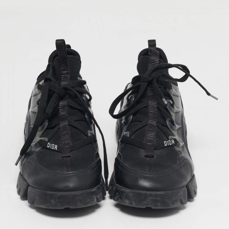 Pre Owned Dior D-Connect Size 39 Black Neoprene and PVC Low Top Sneakers