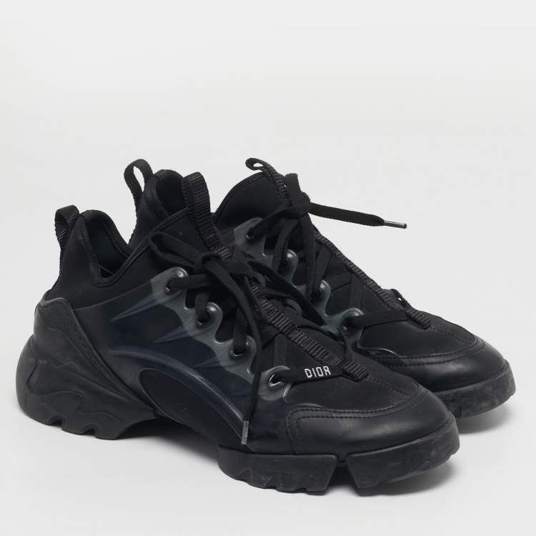 Pre Owned Dior D-Connect Size 39 Black Neoprene and PVC Low Top Sneakers