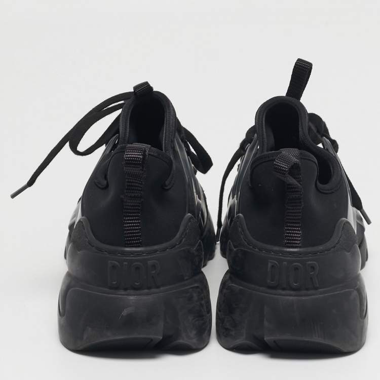 Pre Owned Dior D-Connect Size 39 Black Neoprene and PVC Low Top Sneakers