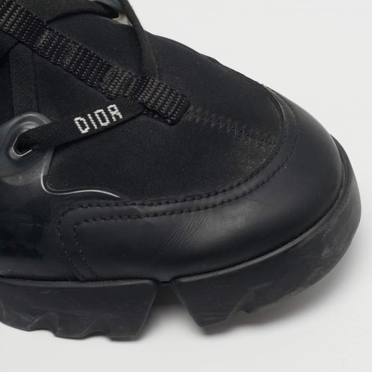 Pre Owned Dior D-Connect Size 39 Black Neoprene and PVC Low Top Sneakers