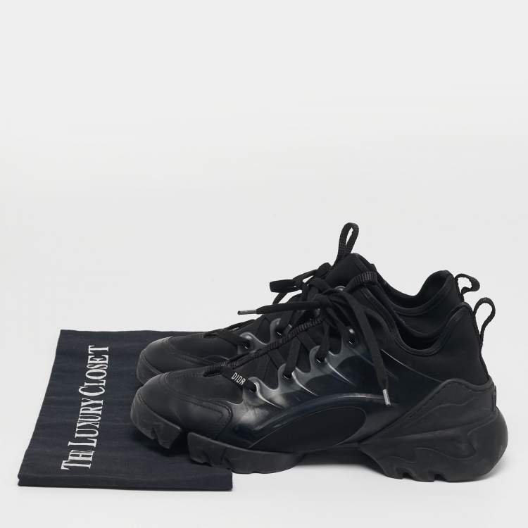 Pre Owned Dior D-Connect Size 39 Black Neoprene and PVC Low Top Sneakers