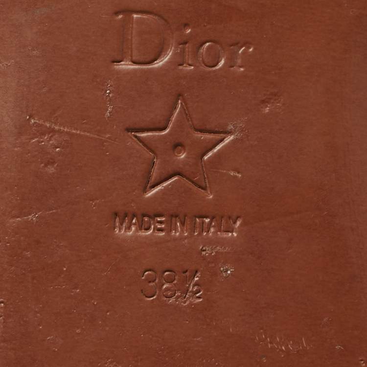 Pre Owned Dior D Club Size 38.5 Off White Leather Flat Slide Sandals