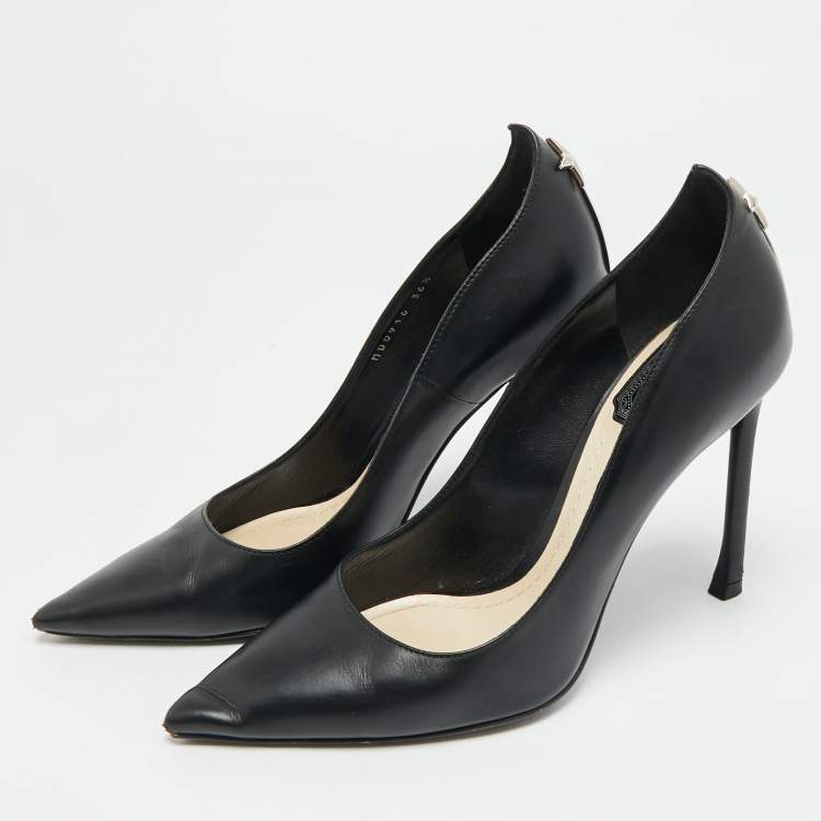 مملوكة مسبقًا Dior Size 36.5 Black Leather Cherie Pointed Toe Pumps