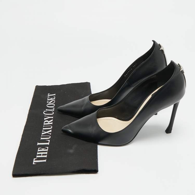 مملوكة مسبقًا Dior Size 36.5 Black Leather Cherie Pointed Toe Pumps