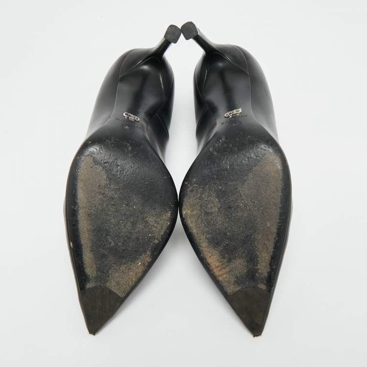 مملوكة مسبقًا Dior Size 36.5 Black Leather Cherie Pointed Toe Pumps