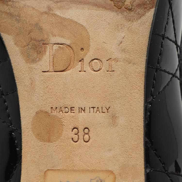 Pre Owned Dior Bow Size 38 Black Patent Leather Pumps