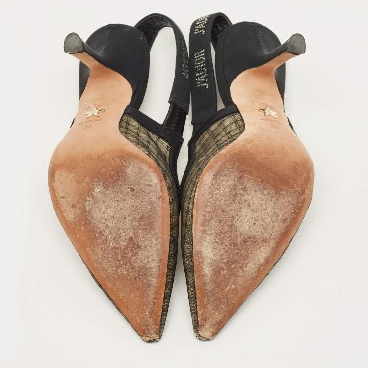 مملوكة مسبقًا Dior J'adior Size 38 Black Mesh and Net Slingback Pumps