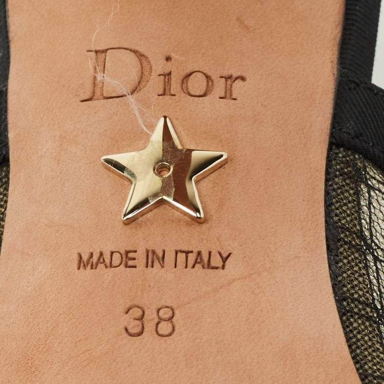 مملوكة مسبقًا Dior J'adior Size 38 Black Mesh and Net Slingback Pumps