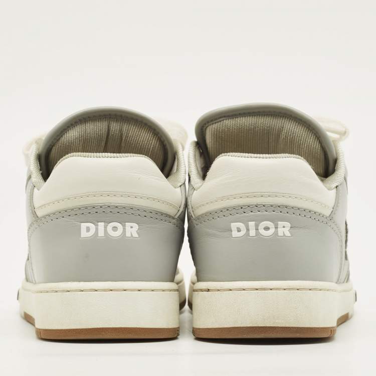 Pre Owned Dior B27 Size 37 Grey Canvas and Leather Lace Up Sneakers