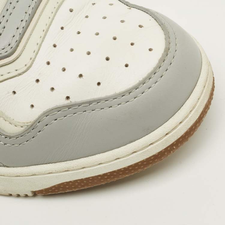 Pre Owned Dior B27 Size 37 Grey Canvas and Leather Lace Up Sneakers