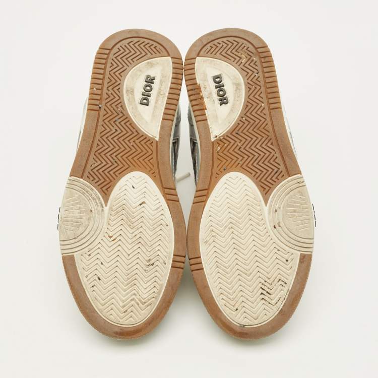 Pre Owned Dior B27 Size 37 Grey Canvas and Leather Lace Up Sneakers