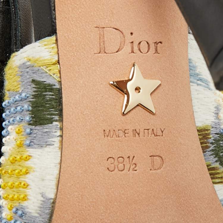 Pre Owned Dior J'Adior Size 38.5 Multicolor Jacquard Slingback Pumps