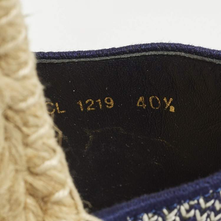 Pre Owned Dior Granville Size 40.5 Navy Blue Knit Fabric Wedge Sandals