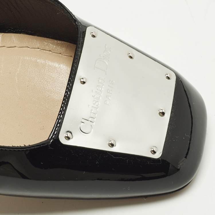 Pre Owned Dior Size 39 Black Patent Leather Ankle Strap Pumps