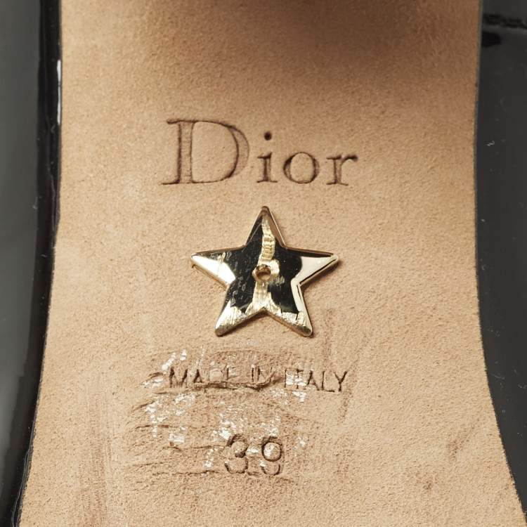 Pre Owned Dior Size 39 Black Patent Leather Ankle Strap Pumps