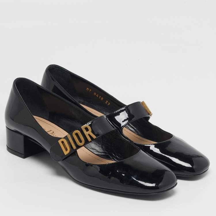 Pre Owned Dior Baby-D Size 39 Black Patent Leather Mary Jane Pumps