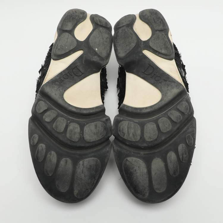 Pre Owned Dior Fusion Size 37 Black Mesh Flower Embellished Low Top Sneakers