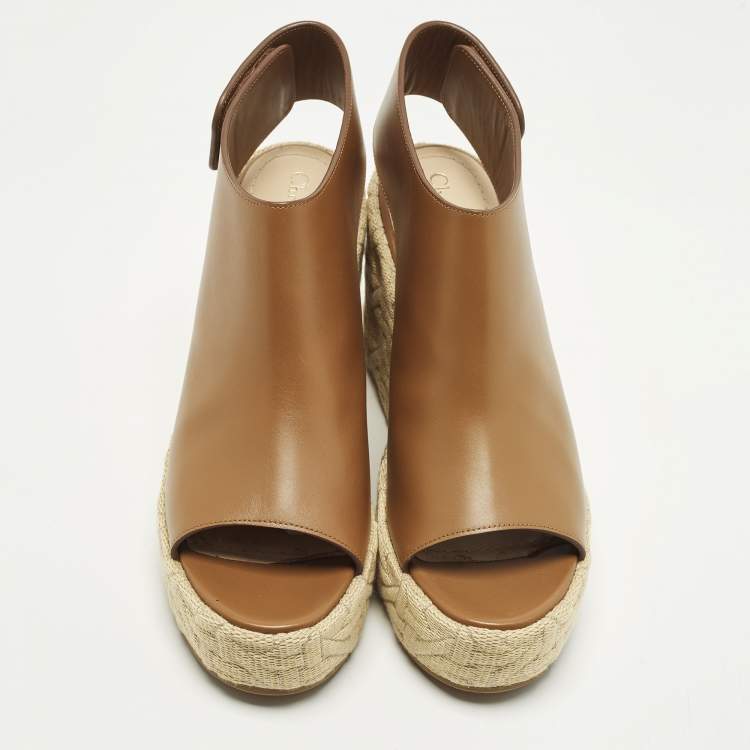 Pre Owned Dior Attitude Size 40 Brown Leather Wedge Sandals