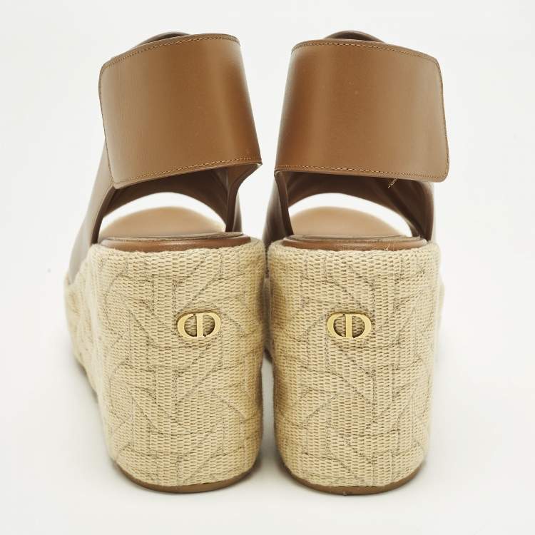 Pre Owned Dior Attitude Size 40 Brown Leather Wedge Sandals