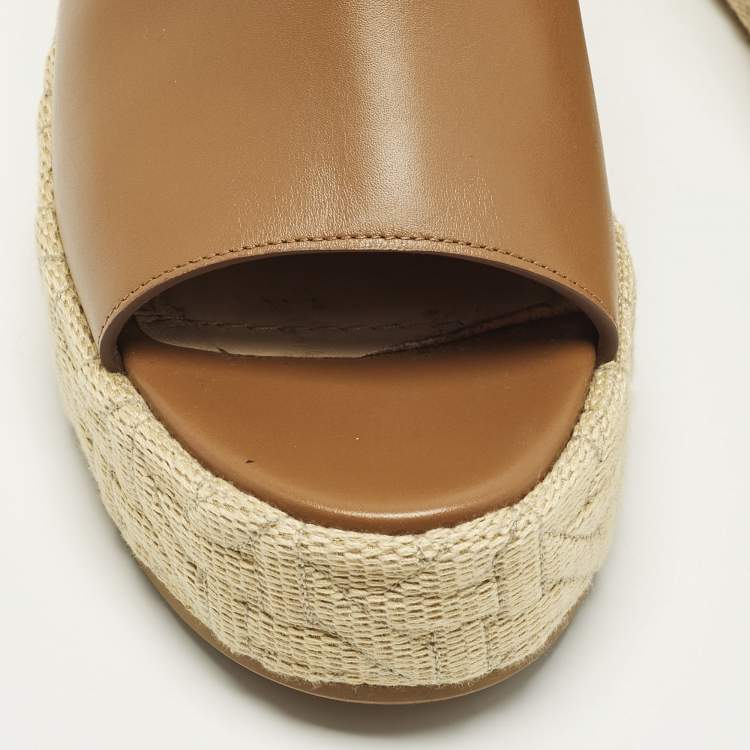 Pre Owned Dior Attitude Size 40 Brown Leather Wedge Sandals