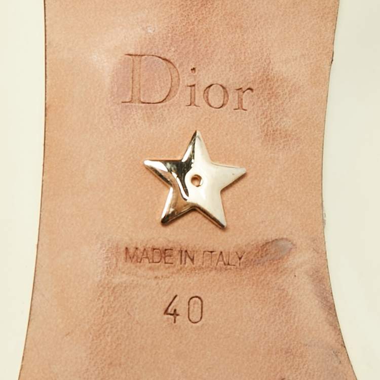 Pre Owned Dior Spectadior Size 40 Cream/Black Perforated Leather Pointed Toe Mules